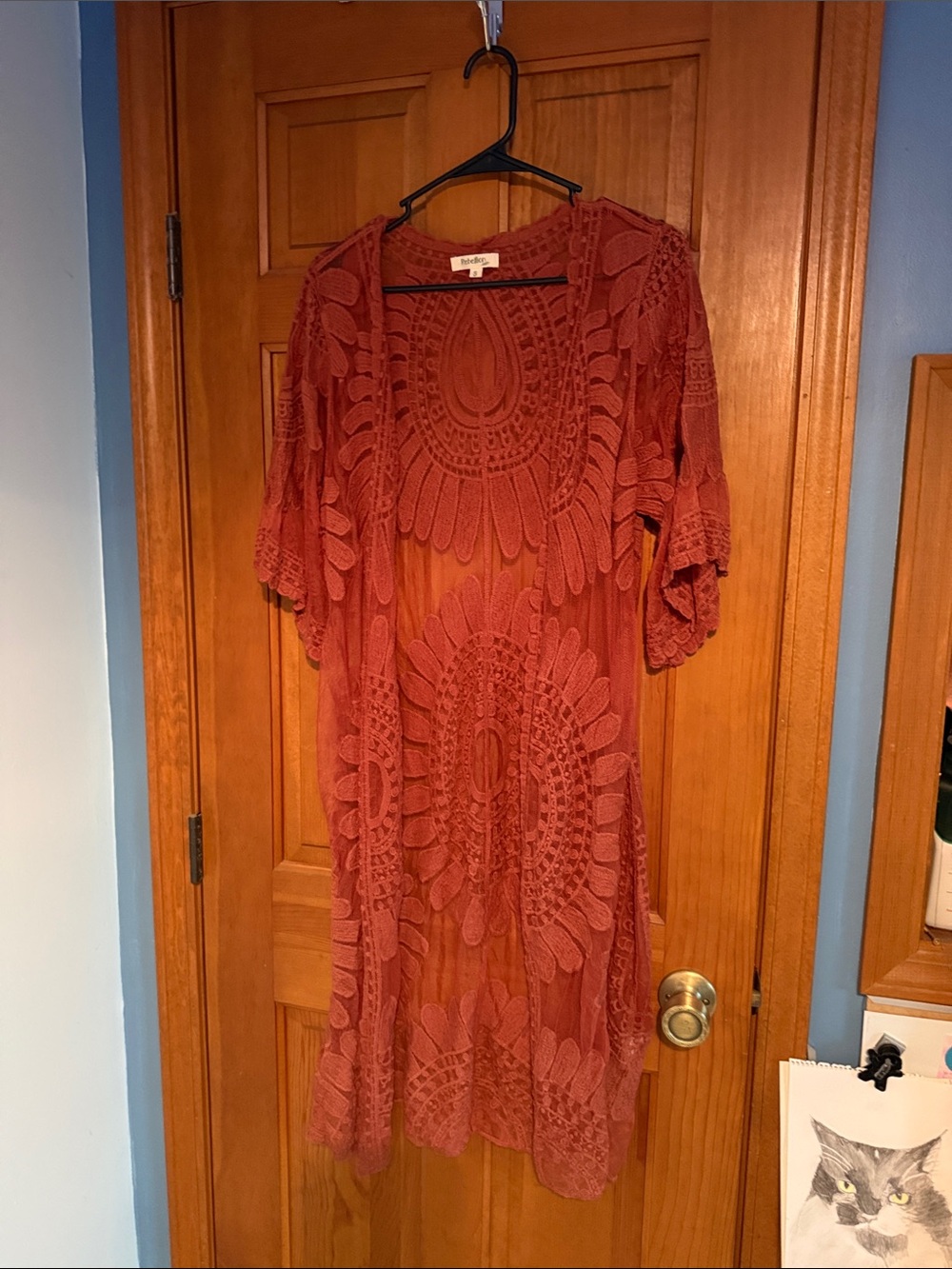 Rebellion Rust Crochet Kimono Cover-Up